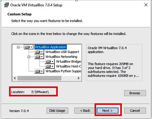 Installing Oracle Virtual Box on WINDOWS - Installation location