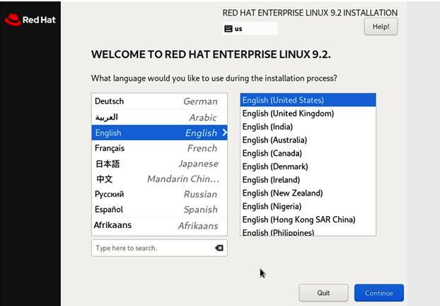 Intalling Linux on VM - Select language