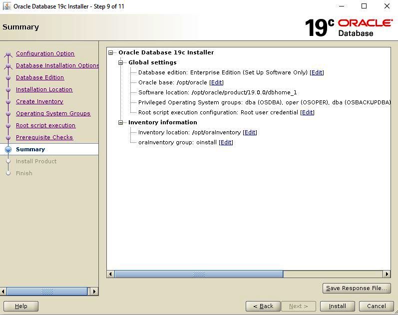 Oracle Database 19c Installation - Summary