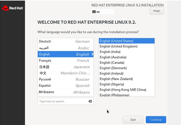 Intalling Linux on VM - Select language