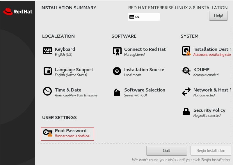 Set Root Password