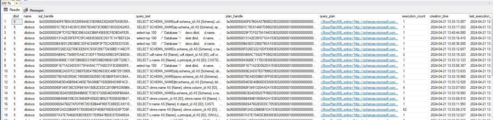 cached query stats