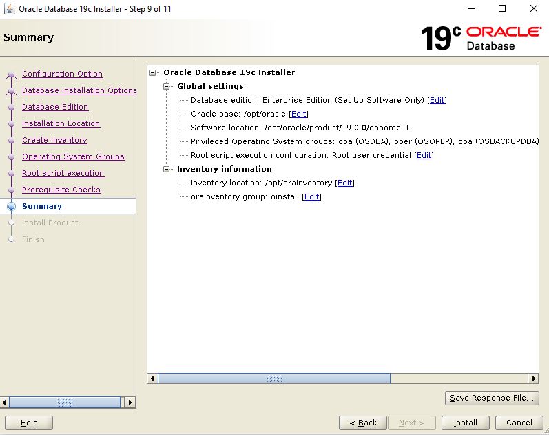 Oracle Database 19c Installation - Summary