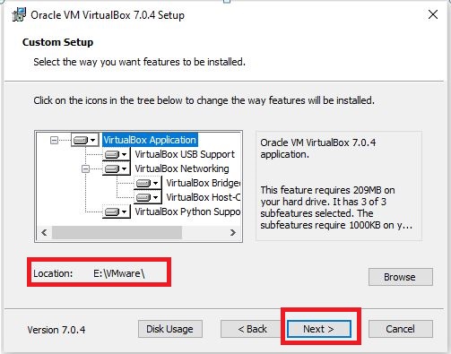 Installing Oracle Virtual Box on WINDOWS - Installation location