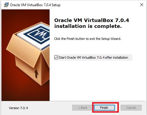 Installation complete - Oracle VirtualBox on Windows